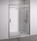 Mampara de ducha frontal 1 corredera + 1 fijo - sin perfilería inferior - Cristal transparente templado 6mm antical - Plata Brillo - Ancho adaptable 155 a 160cm - Posición puerta izquierda - Alt 195cm