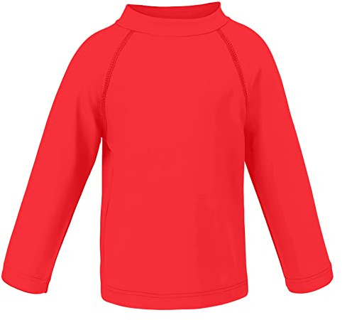 TIZAX Rash Guard Bambino Maglia Nuoto UV Protettiva con Maniche Lunga Costume da Bagno per Ragazzi Asciugatura Rapida Rosso 11-12 Anni Etichetta 12