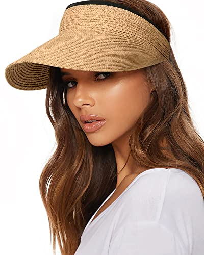 FURTALK Damen Sonnenhut UV-Schutz Strohhut UPF 50+ Sommerhut Packbar Faltbar Strandhut Visor Cap