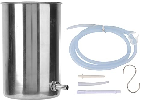 Natudeco Kit de Cubo de Enema de 1L, Juego de Enema Limpiador Corporal de Acero Inoxidable, Kit de Enema Reutilizable, Sistemas de Enema de Ducha para La Preparación del Parto En El Hogar