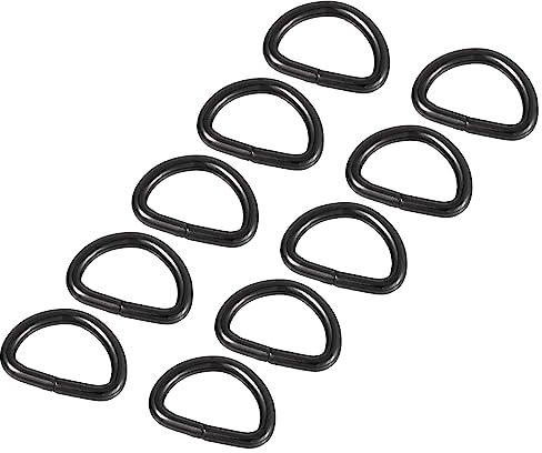 QUARKZMAN 10mm D Ring x 50Stk Halbrund Ungeschweißt für Schlüssel und Schürzenbänder [Schwarz]