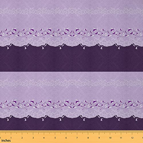 Floral Polsterung Stoff,Vintage Blume DIY Wasserdichte Stoff für Mädchen Frauen,Böhmische Blätter Stoff Durch den Hof,Garten Land Rusic Polsterung und Heim Akzente zum Nähen,Lila,460x150 (HxB)