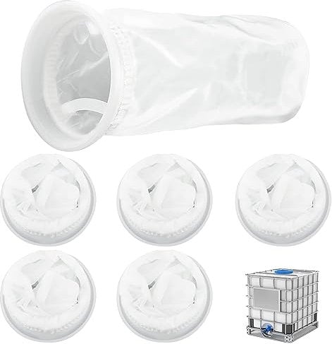 YOUNGAY 6 Pièces Filtre IBC en Nylon, Blanc Filtre IBC Lavable, Filtres de Couvercle IBC en Maille, Filtre Eau de Pluie Nylon, Applicable à Réservoirs d'eau de Pluie IBC (2 Styles)