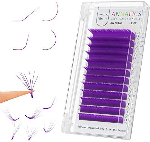 ANNAFRIS Pestañas Pelo a Pelo Color Púrpura Violeta 0.07 LU 8-15mm Mix Easy Fan Extensiones de Pestañas Volumen Ruso Pestañas Postizas Blooming Pestañas Naturales(Purple 0.07-LU Mix)