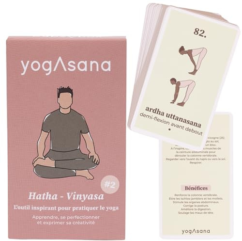 Erweiterung mit 44 Karten für Yogasana Yang – French Version - Yoga Hatha Vinyasa – Neue illustrierte Haltungen – Grüße an Sonne und Mond inklusive – 12 Neue Yogasequenzen – alle Ebenen