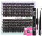 D Curl Cluster Lashes DIY Eyelash Extension Kit Individual Eyelashes 8-16MM Lash Clusters with Lash Glue Bond and Seal and Lash Tweezers 185Pcs Lash Extension Kit Eye Lashes(0.07D,8-16MM)