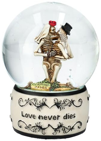 Pacific Giftware Schneekugel mit Skelett 13,5cm - Love Never Dies, Gothic Deko Liebe Valentinstag Figur Hochzeit