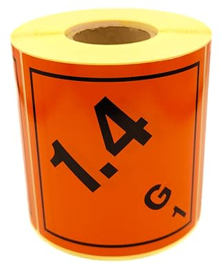 MD Labels 500 Gefahrgutetiketten Klasse 1.4 G 1 -ADR-Aufkleber Abteilung 1.4 G Materialien und Gegenstände, von denen nur eine geringe Explosionsgefahr ausgeht