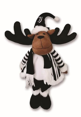 hermet Juventus, Renna Natalizia per Decorare la Tua casa, Idea Regalo, Altezza 57 cm, Bianco e Nero, Composizione Poliestere e Legno, Prodotto Ufficiale