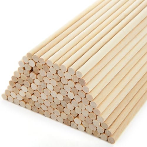 VIDETOL 200 Pièces Batonnet en Bois Naturel, 200 x 5 mm Baguette Bois, Rond Bâtonnets de Bois pour Modèle Architectural, Projet d’Art et DIY