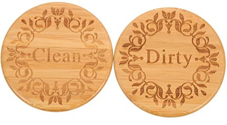Milisten 2pcs Dishwasher Sign Magnetic Signs Clean Dirty Magnetic Indicator Sign Dishwasher on off Sign Clean Magnet for Dishwasher Fridge Magnets Hanging Refrigerator Wood
