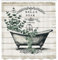 ABAKUHAUS Ferme Rideau de Douche, Baignoire De Style Vintage Et Branches D'Eucalyptus sur des, Material Resistente al Agua Durable Estampa Digital, 175 cm x 200 cm, Vert Laurier Blanc cassé