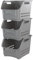 Annkky 3 Tiers Stackable Storage Baskets, Plastic Stacking Organizer Basket Bin, Grey