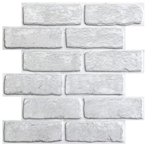 COMSTICKC Paneles de Pared 3D Adhesivo Ladrillo Blanco, 10 Piezas, 30 x 30 cm, Autoadhesivos PVC 3D Decorativo Panel de Pared de Ladrillo para Salón Oficina Cocina Decoración de pared interior