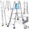 Fiqops Mehrzweckleiter 402cm 4x4 Sprossen Teleskopleiter 3 in 1 Aluleiter Multifunktionsleiter Klappleiter Max Belastung 150 KG, Schiebeleiter beidseitige Steh und Treppenleiter
