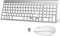 Clavier Souris sans Fil - AZERTY 2.4G Silent Compact Clavier de Souris Pleine Taille Ergonomique pour PC/Ordinateur/Laptop/TV/Windows - Blanc argenté