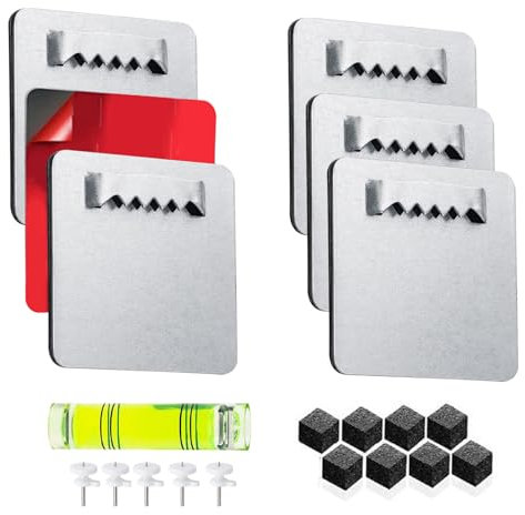 Lot de 6 crochets autocollants pour tableau mural sans perçage - Surface adhésive extra forte - Support de miroir avec appareils supplémentaires - Suspension pour tableaux en verre acrylique et