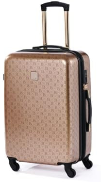 BERTOO Torino Reisekoffer mit Rollen - 60 Liter Koffer Erweiterbar - Koffer L Größe mit Abnehmbaren Rollen - ABS Hartschalenkoffer mit Teleskopgriff - Koffer mit TSA Schloss - 65x45x29,5 cm – Gold