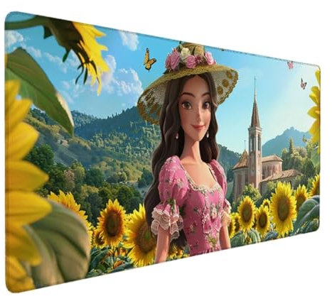 Mauspad XXL 1000x500x3mm, Schreibtischunterlage Optimiert für Gaming-Sensoren, Mäßige Oberflächenreibung, Rutschfeste Mausmatte, Mac-PC-Gaming-Zubehör, WassXerdicht Anti-Rutsch (Gelb, Blume) K-8