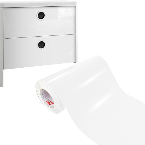 Möbelfolie selbstklebend 33x300 cm | Einfarbig Klebefolie für Möbel | Klebefolie Möbel - einfache Anwendung, ideal für die Renovierung von Küche oder Bad | Möbelfolie | Weiß Hochglanz