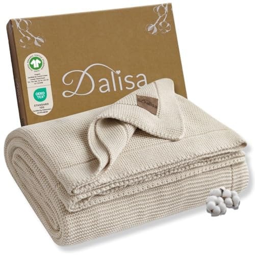 Dalisa 100% Bio-Baumwolldecke aus türkischer Baumwolle-GOTS-Zertifiziert, dick, gemütlich und klobig-perfekt für Couch, Bett und Heimdekoration - Boho Vintage Knit Alina (Stein, 150x200 cm)