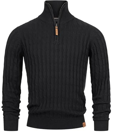 Indicode Herren INHector Strickpullover mit Stehkragen und Reißverschluss | Klassischer Herrenpullover für Business und Freizeit, Strickoberteil, Strickpullover, Freizeitpullover, Pullover für Männer