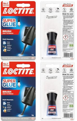Super Glue Brush On – Fast-Drying Clear Glue with Applicator Brush, Easy-To-Use Strong Glue for Metal, Plastic, and More, 2 x 5g with Easy-Open Cap
