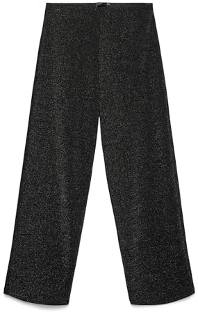 VERO MODA Damen Vmberlin Mw Wide Glitter Pant Noos, Black, L / 32L