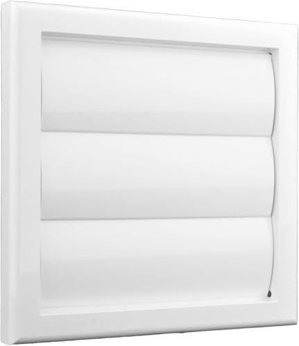Devola Gravity Grille Ducting Air Vent with 100mm (4 inch) Round Rear Spigot, 155mm External Dimension and Non-Return Shutters, White - DVGG100W
