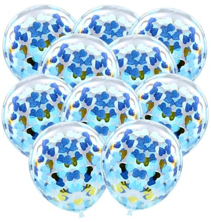 Ovanda 20 Stück Blaue Konfetti Luftballons, Blaue Latex Konfetti Luftballons, für Geburtstag Party, Hochzeit, Verlobung,Jubiläum,Babyparty,Abschlussfeier,Weihnachten,Karneval,Galentines Day Dekoration