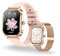 Montre Connectée Femmes,Ecran 1,75 HD avec afichage Floral Bracelet -Notification SMS Messenger (Doré)