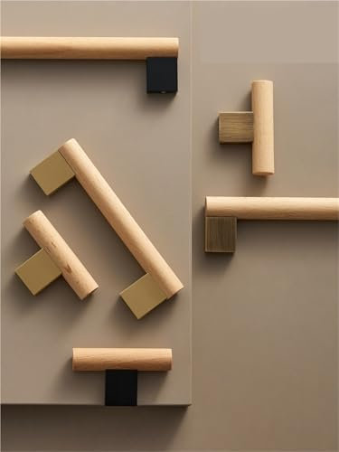 WBCDXCBB Massiv Messing Buche Holz Möbel Schublade Schrank Tür Griffe T-bar Küche Gerät Lange Pull 1Pcs(CH076-AB-T60)