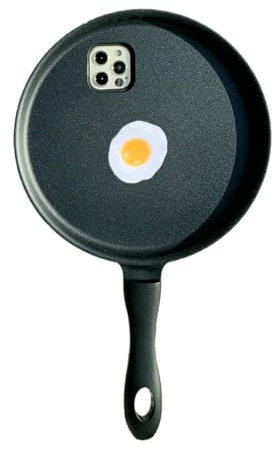 Frying Pan Phone Case – Funny Fried Egg Cooking Design, Creative Silicone Case Cover for iPhone 16 15 14 13 12 11 Pro Max X XS XR(Bacon+Egg,For iPhone 14)