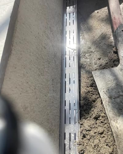 LMMIAOZ Pflasterstein-Terrassenkanal-Abflussset mit Metallgitter, Gartengrabenabläufe für Auffahrten im Freien für Beton, rechteckige Abwasserentwässerung für Parkplätze (100 x 1