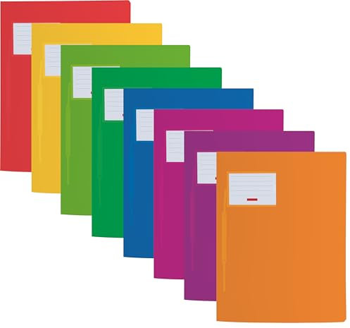 Schnellhefter für A4, transluzente PP-Folie, Fact!PP mit Namensschild auf der Vorderseite und Einstecktasche innen (Brunnen mit Namensschild, sortiert, 8er Pack)