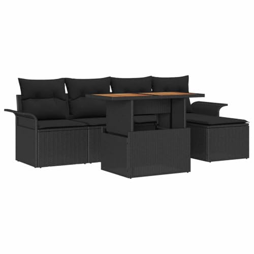 vidaXL Garten-Sofa-Set 6 STK. Schwarz Poly Rattan