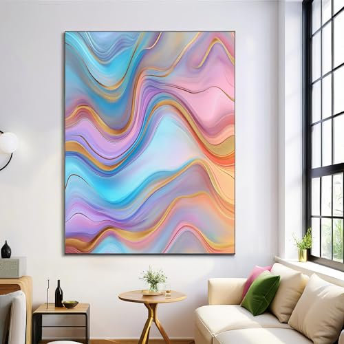 ALTCIRNMD Impresión De Pintura Vórtice De Ondascon Lienzo Oro Rosa,Carteles Mármol Abstractopara Salon Decoración De Sala De Estar,Cuadros De Decoración Pared 50X70Cm