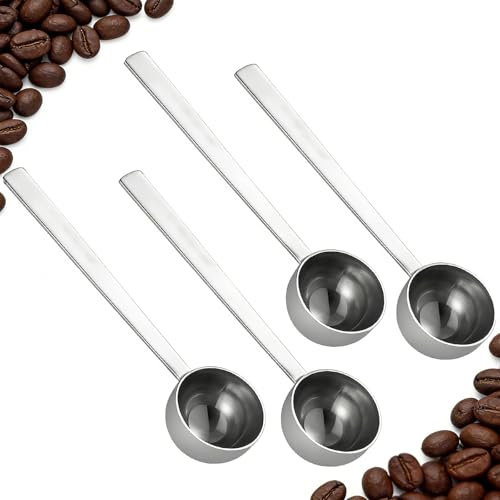 4 Kaffeelöffel Edelstahl, Messlöffel Zum Portionieren, Kaffeelöffel Portionierer Mit Präzision, Robust Und Langlebig Für Küche Und Café Tee, Kaffeesatz, Bohnen, Gewürze