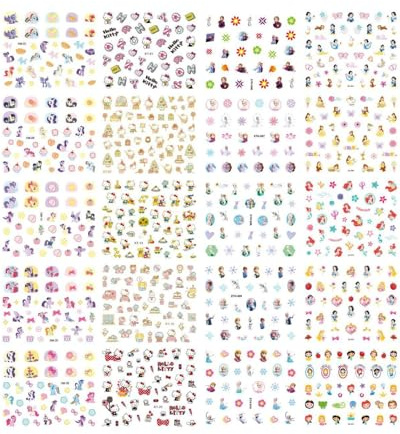 HUVZOR Bambina Carini Adesivi Unghie Nail Art 40 Fogli Stickers Autoadesivi Decorazioni Nail Art Disegni,Adesivi per unghie con motivi cartoon
