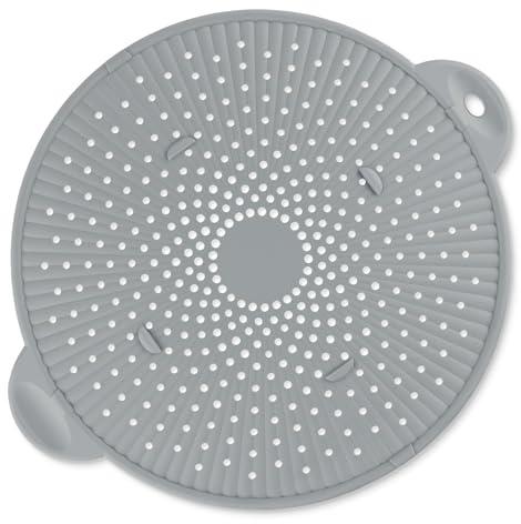 Frying Pan Splatter Guard, Silicone Splatter Screen for Frying Pan, Multipurpose Grease Splatter Guard - Effectively Prevent Most Hot Oil Spills - Fits up to 28.5 CM Cookware（Grey）