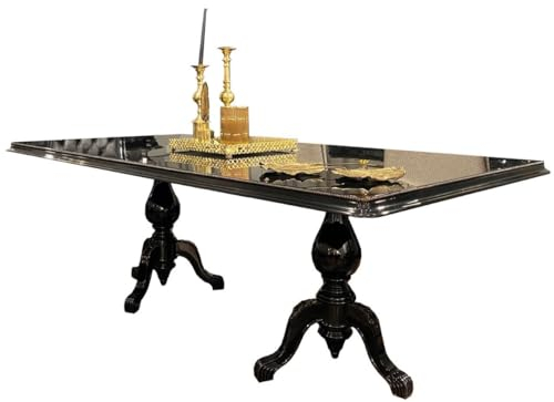Casa Padrino Luxus Barock Esstisch Schwarz/Antik Gold 225 x 115 x H. 80 cm - Edler Esszimmertisch - Hochwertige Esszimmer Möbel im Barockstil