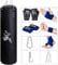Sfeexun Boxsack Hängend Sandsack Boxen, 120cm Boxsack Kinder Boxsack Set Erwachsene Jugendliche Schwarz Box Sack Punching Bag mit Handschuhen, Kette, Deckenhaken für Muay Thai MMA UFC (Nicht Gefüllt)