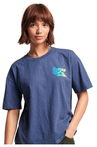 Superdry Vintage Cali Stripe T-Shirt, Blau Indigo, 38