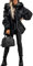amropi Damen Jacke Winterparka Mantel Kunstfell Winter Warm Gefüttert Parka Schwarz,M