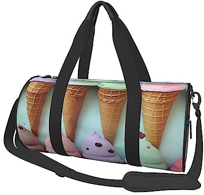 Runde Sporttasche, große Kapazität Reise Duffle Bag, Langlebige Eistüten Runde Reise Sport Taschen, Schwarz , Einheitsgröße