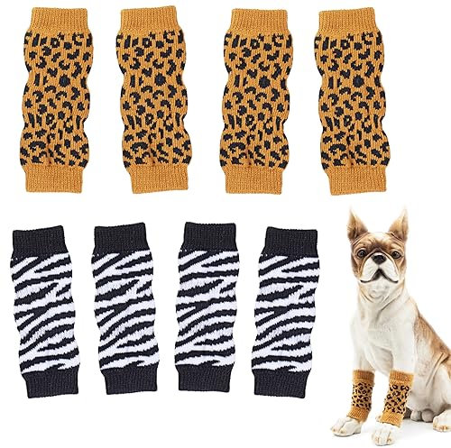Dolahovy 8 Stück Hunde Ellenbogenschutz,Warme Hundebein Socken Elastischer gestrickter Beinwärmer für Haustiere Beinwundenschutz für Haustiere für kleine mittelgroße Hunde und Katzen