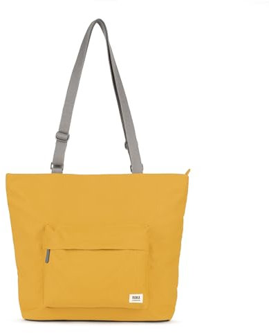 ROKA Trafalgar Medium Tote Bag with Zip for Women & Men - Canvas Tote Bag with Compartments & Adjustable Strap for Work & School - Flax Yellow