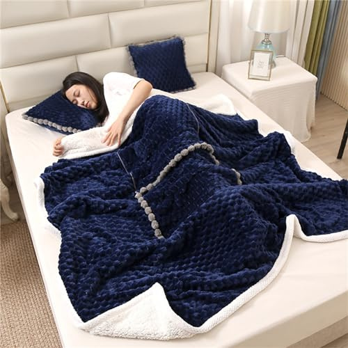 Hixingo Reisedecke und Kissen 2 in 1, Reisedecke mit Kissen Set Multifunktionale Reise Decke und Kissen 2 in 1 Weichem Flugzeug Verwandlungskissen für Urlaub, Camping (40 * 40cm,Plüsch-Marineblau)