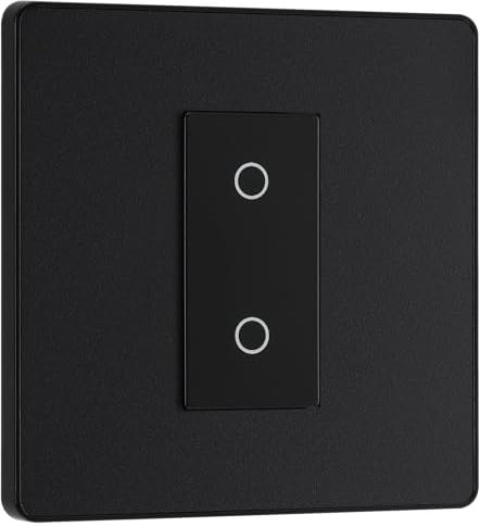BG Electrical PCDMBTDS1B Matt Black Evolve 1 Gang 200W Trailing Edge Secondary Touch Dimmer - Black Insert