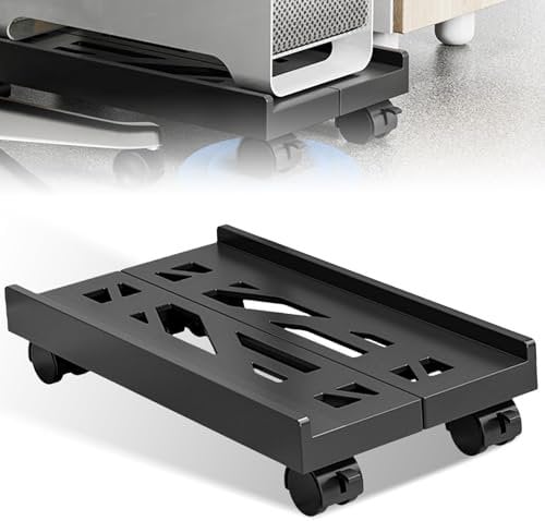 Vaileal PC Ständer, Universal Einstellbare CPU Halterung Unter Schreibtisch, Computer Tower Rollwagen Mit 4 Rollen, Desktop Computergehäuse Hauptrahmen, Schwarz
